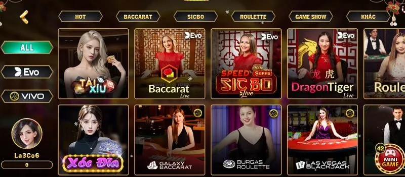 sảnh live casino của hit club